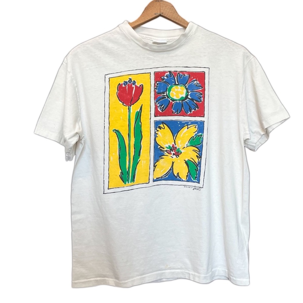 Vintage Flower Single-Stitch T-Shirt